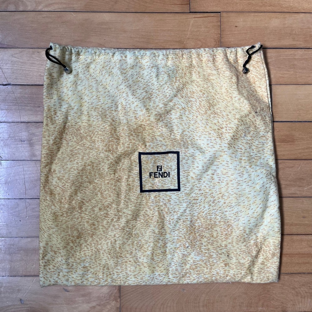 Fendi Yellow Speckled Fabric Drawstring Dust Bag with FF Logo Hardware 15.5x15.5